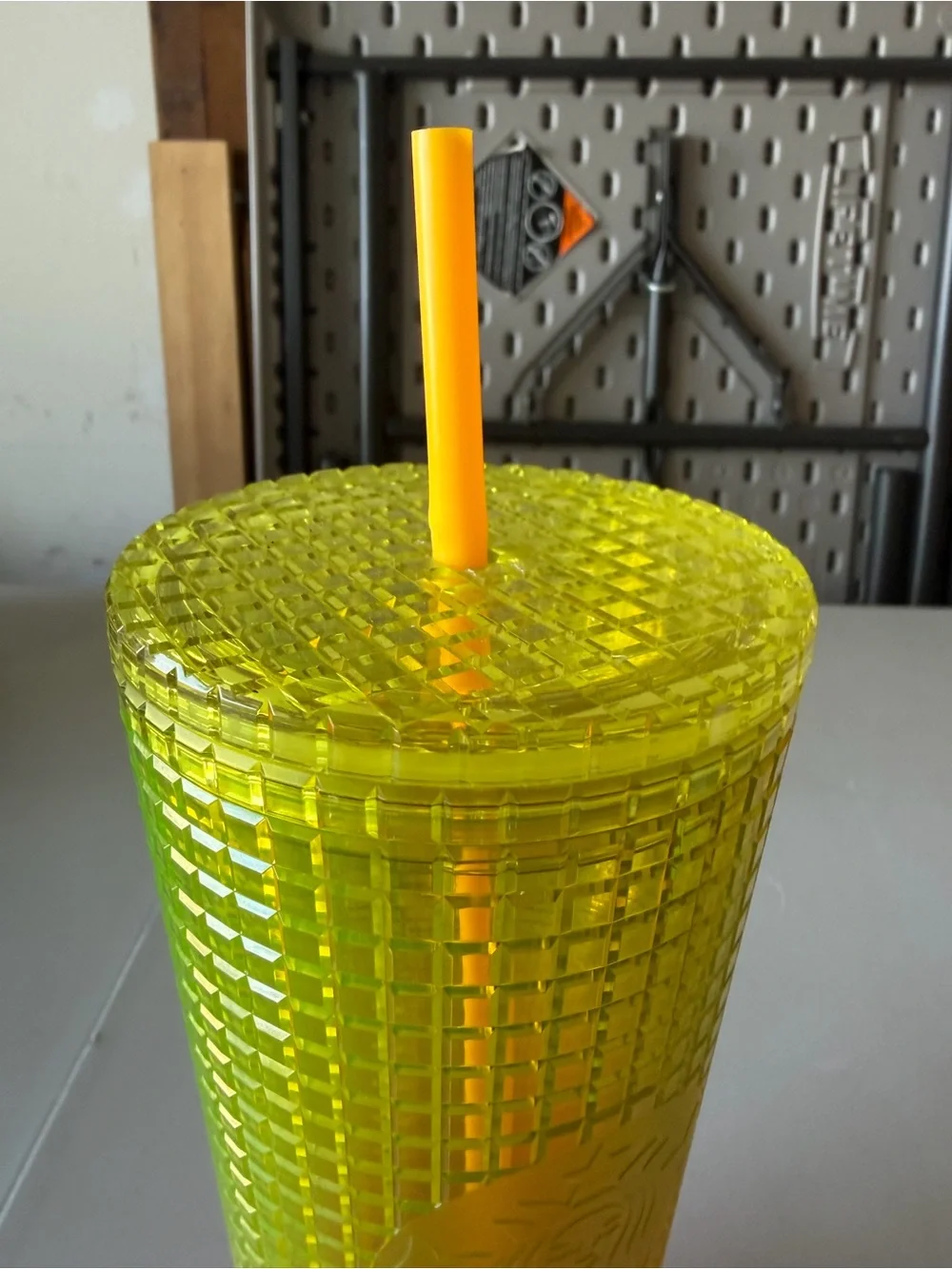 Starbucks Cold Cup Tumbler Pink Yellow Ombre Grid
